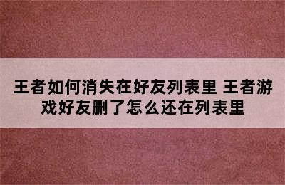 王者如何消失在好友列表里 王者游戏好友删了怎么还在列表里